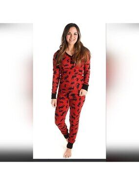 LazyOne long-sleeve Red Cotton Moose pajama Set. XS Adult Unisex